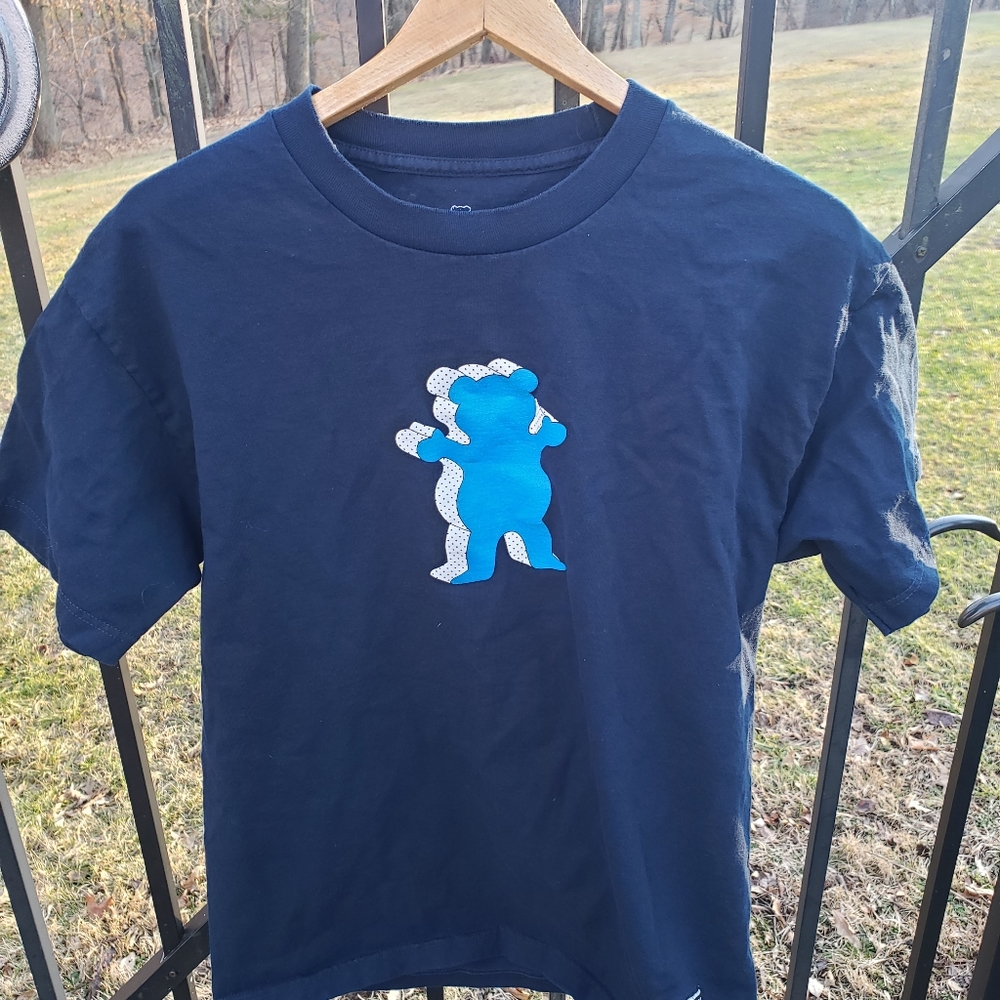 Grizzly Grip Tape Blue T-shirt Bear Logo Large
